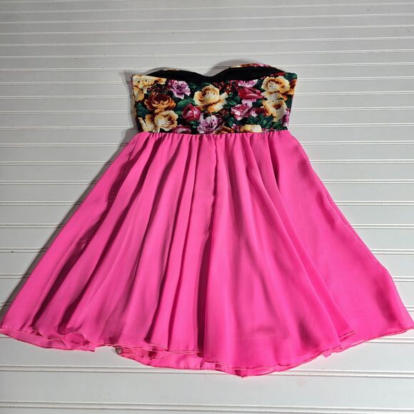 Style Rack Floral and Pink Color Block Short Dress Size Large Prom Wedding - Picture 9 of 9